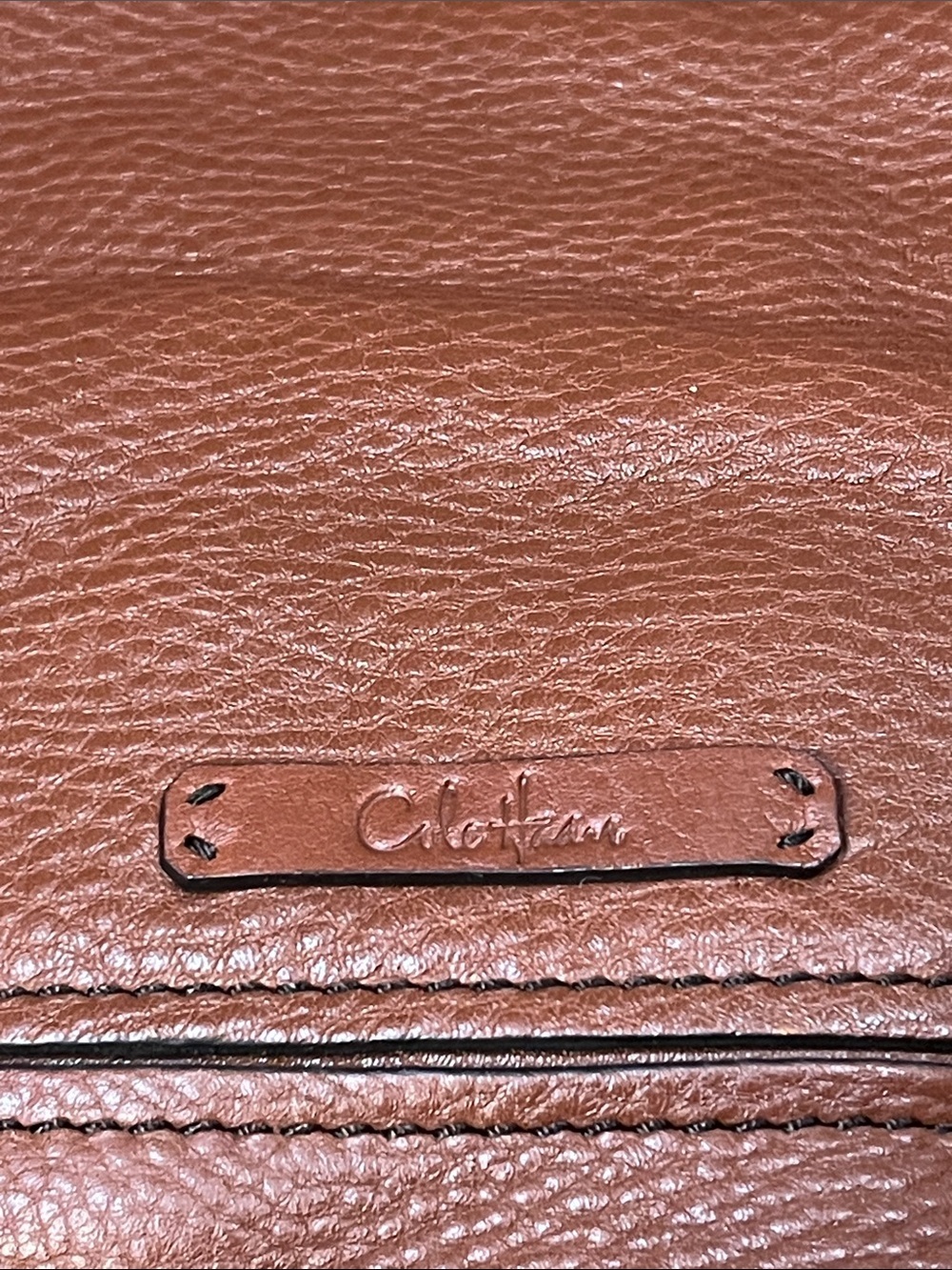 Cole Haan Tobacco Brown Pebbled Leather Shoulder Bag Purse Tote Gold Tone Trim - Picture 5 of 16